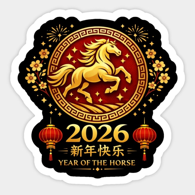 2026 Year Of The Horse Chinese New Year Lunar New Year Sticker by ArtistTee ⭐⭐⭐⭐⭐